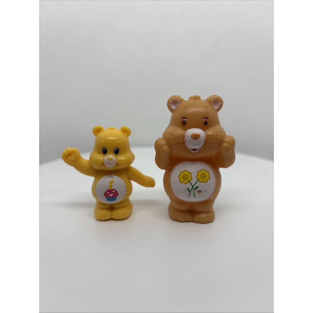 Vintage Care Bears Lot of 2 Figures 2" tall Cupcake topper Cheer Bear Birthday